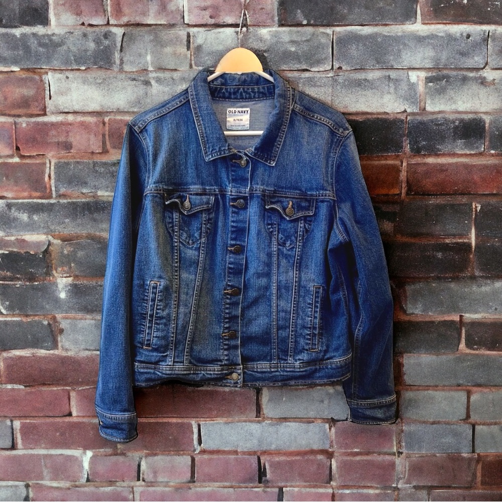 Dark Wash Denim Jean Jacket Size X-Large Old Navy brand. Button up collar jacket - Picture 16 of 17